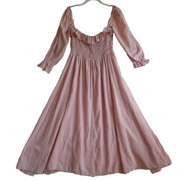 R Yiposha Dresses & Skirts - Womens Boho Swiss Dot Smocked Milkmaid Peasant Cottagecore Sz Large 12/14 Dress